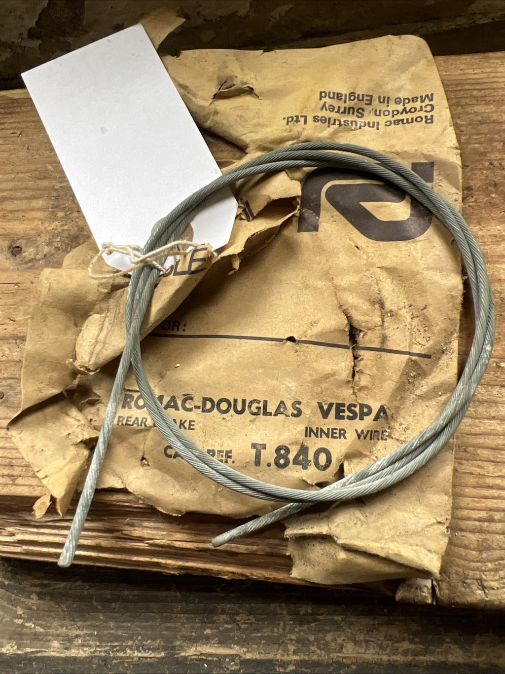 Vespa Inner Wire Cable Rear Brake Vespa Romac T840 NOS