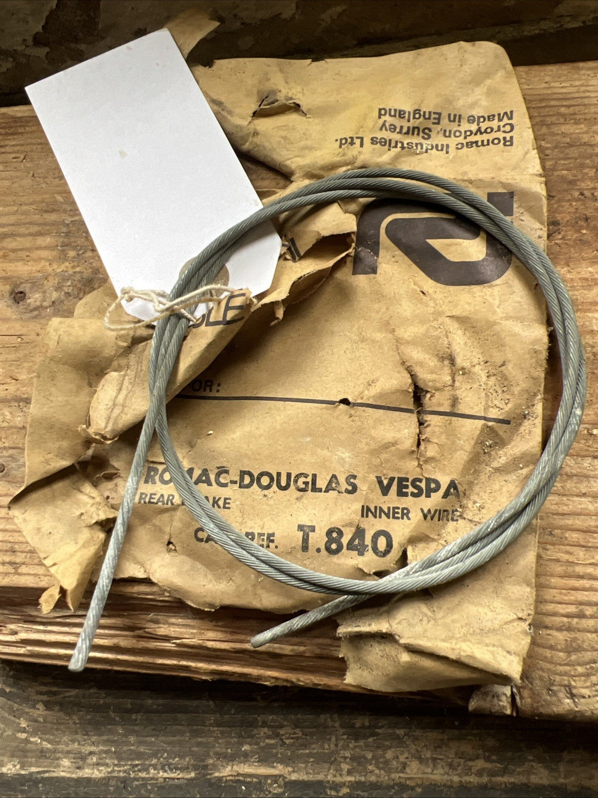 Vespa Inner Wire Cable Rear Brake Vespa Romac T840 NOS