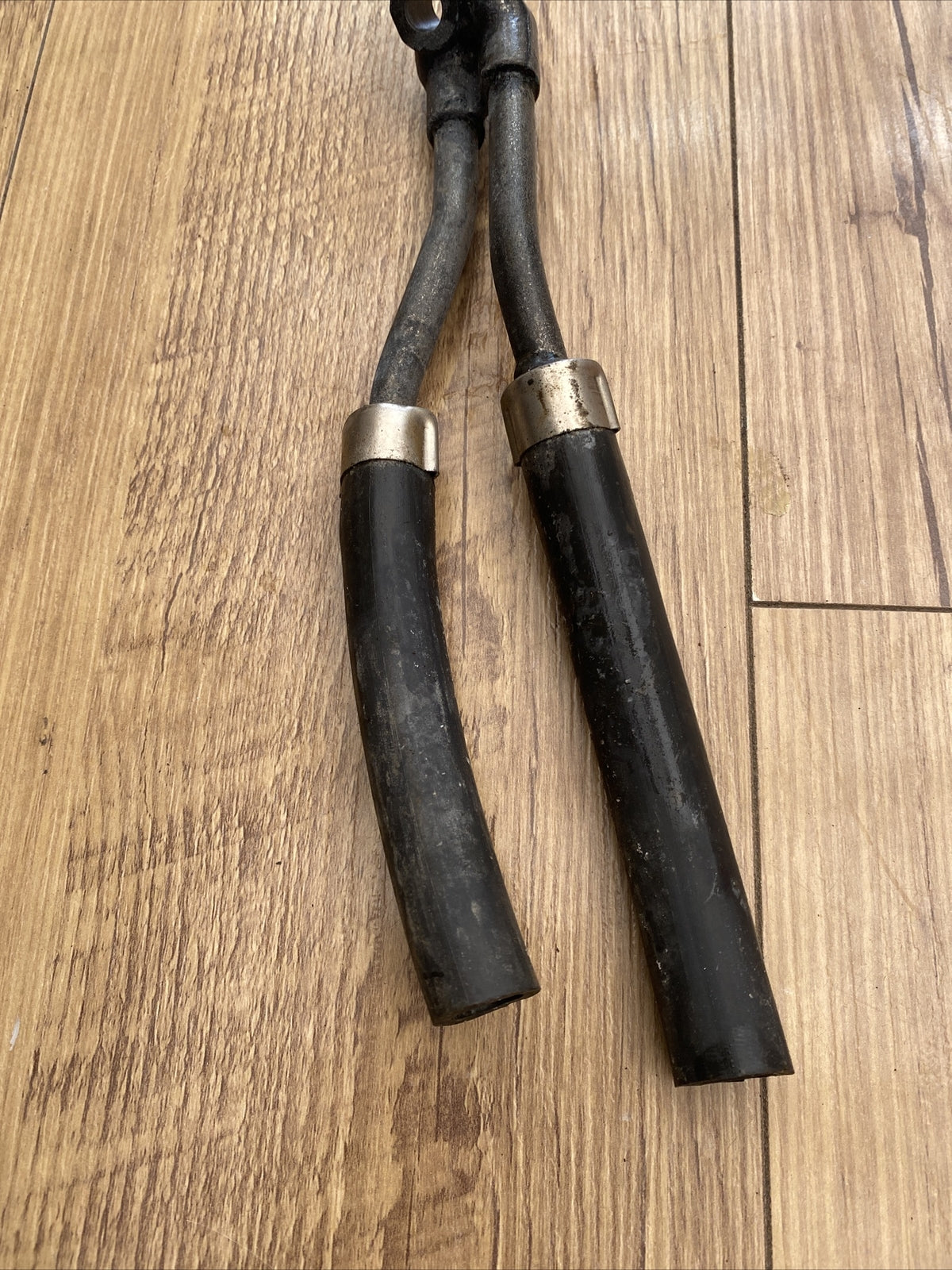 British Motorcycle bike twin oil pipe junction and pipes