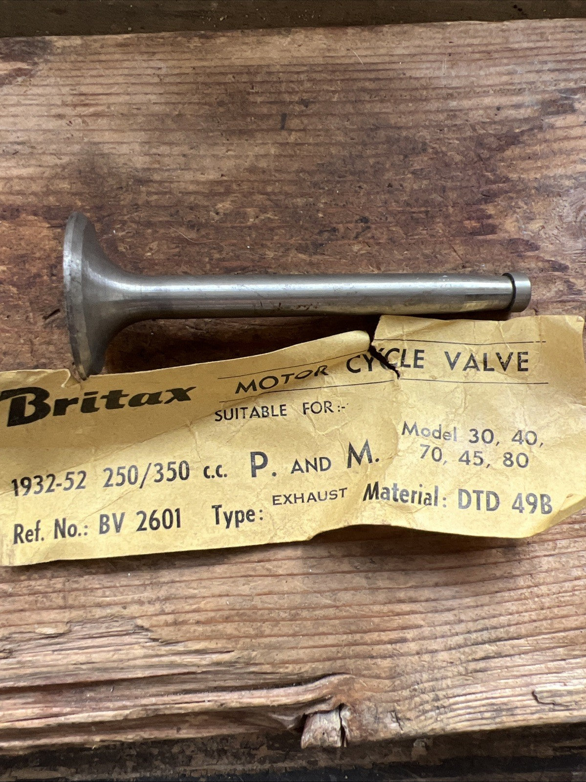 Panther 250/350cc P&M Model 30,40,70,45,80 1932-52 Exhaust Valve NOS
