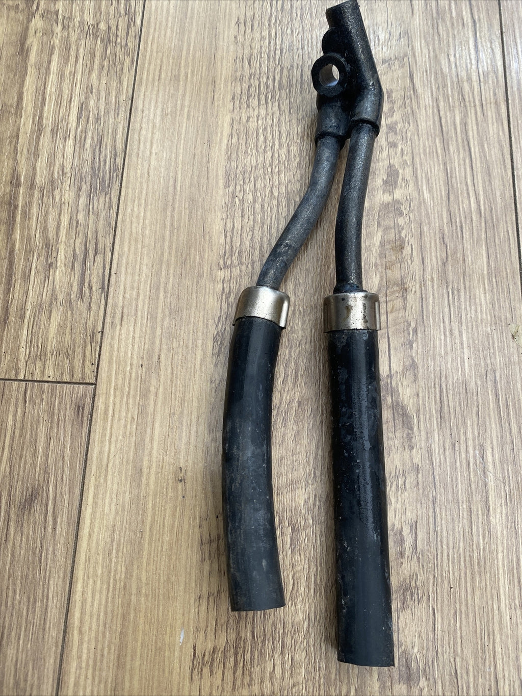 British Motorcycle bike twin oil pipe junction and pipes