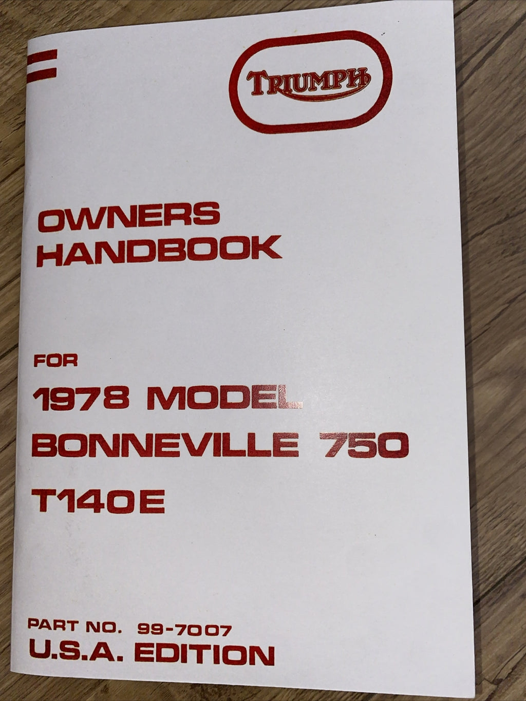 Triumph Bonneville 750 T140E Owners Manual
