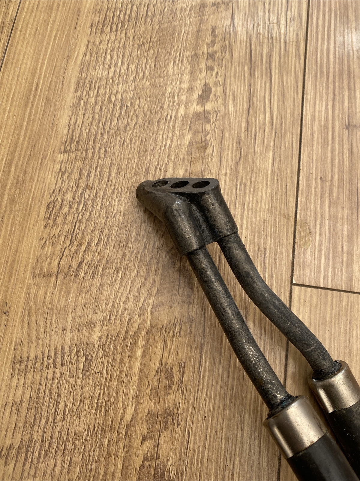 British Motorcycle bike twin oil pipe junction and pipes
