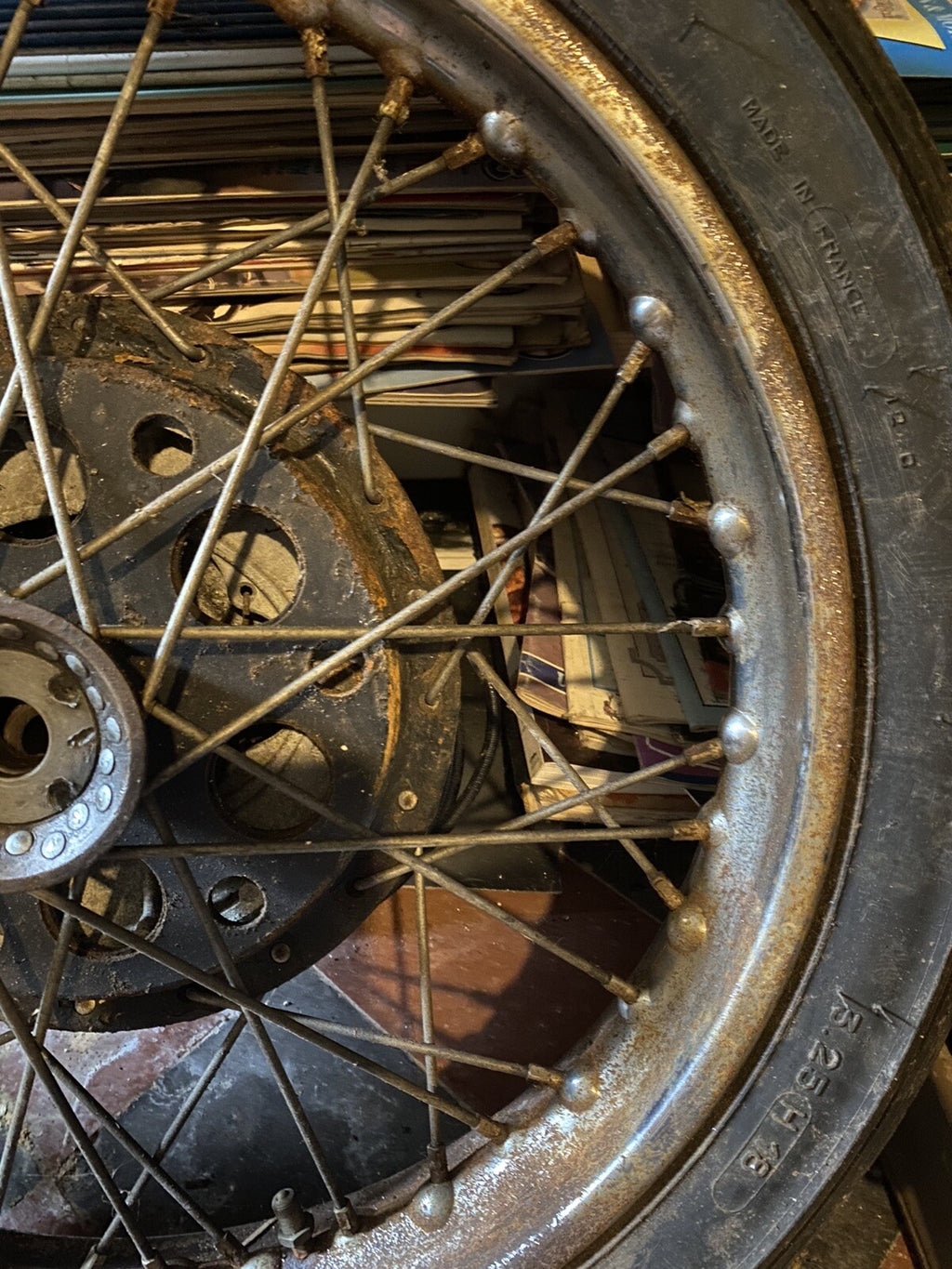 Vintage Motorcycle Goldstar finned front wheel with brake