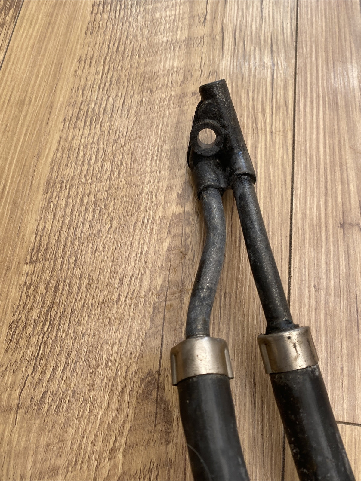 British Motorcycle bike twin oil pipe junction and pipes