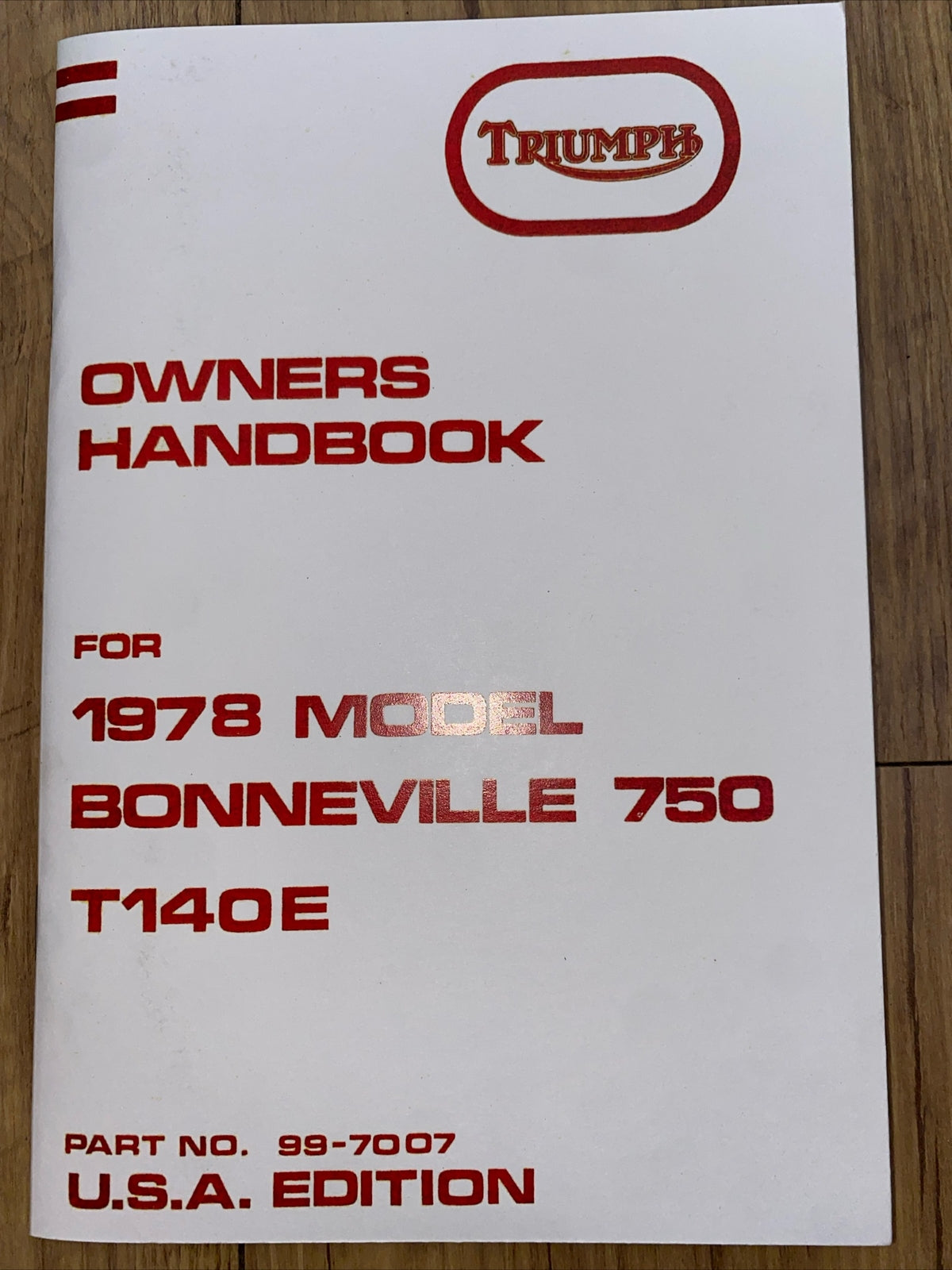 Triumph Bonneville 750 T140E Owners Manual