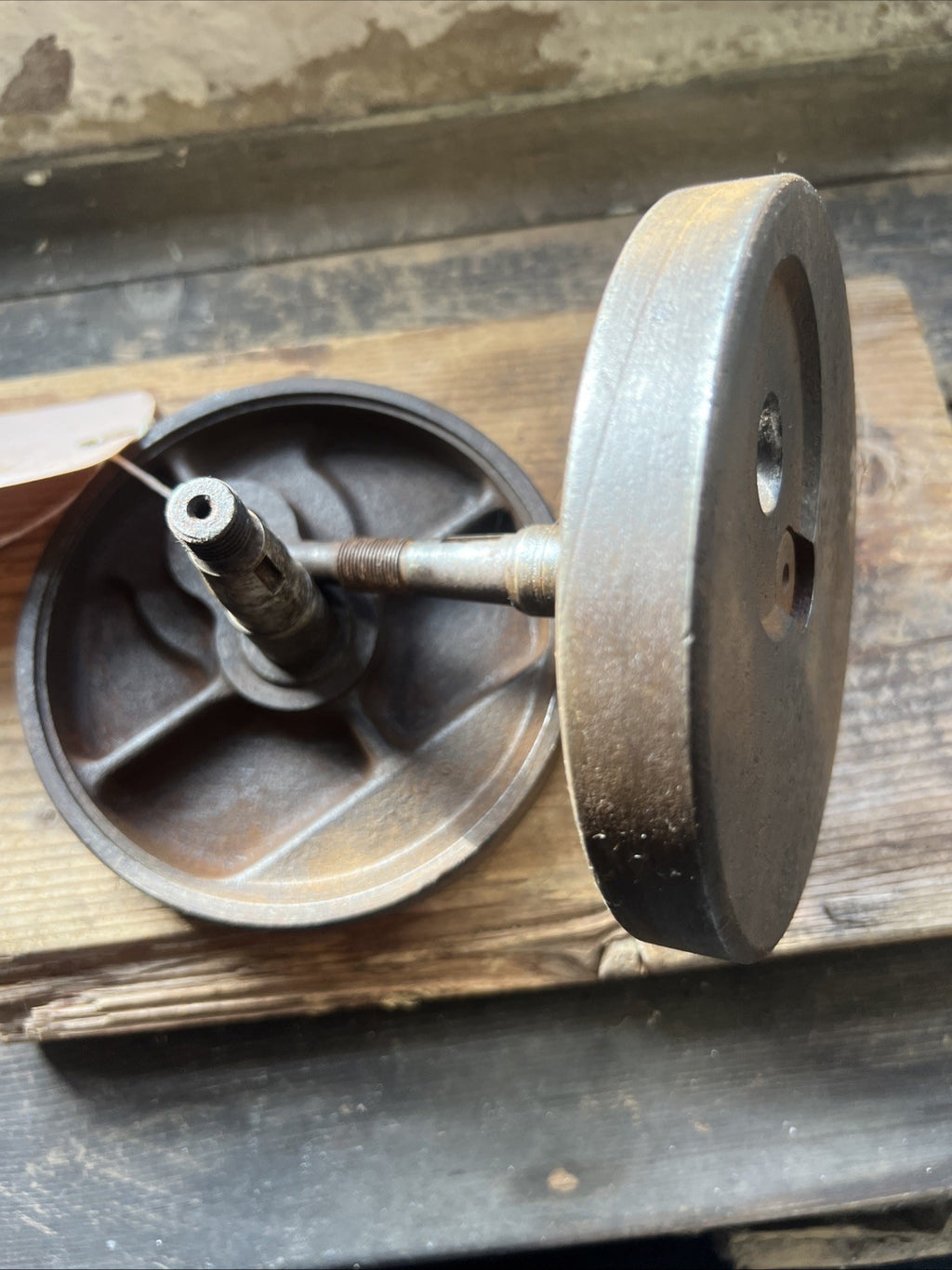 BSA Bantam D1 Etc Early Crank Shaft Wheels With Good Shafts