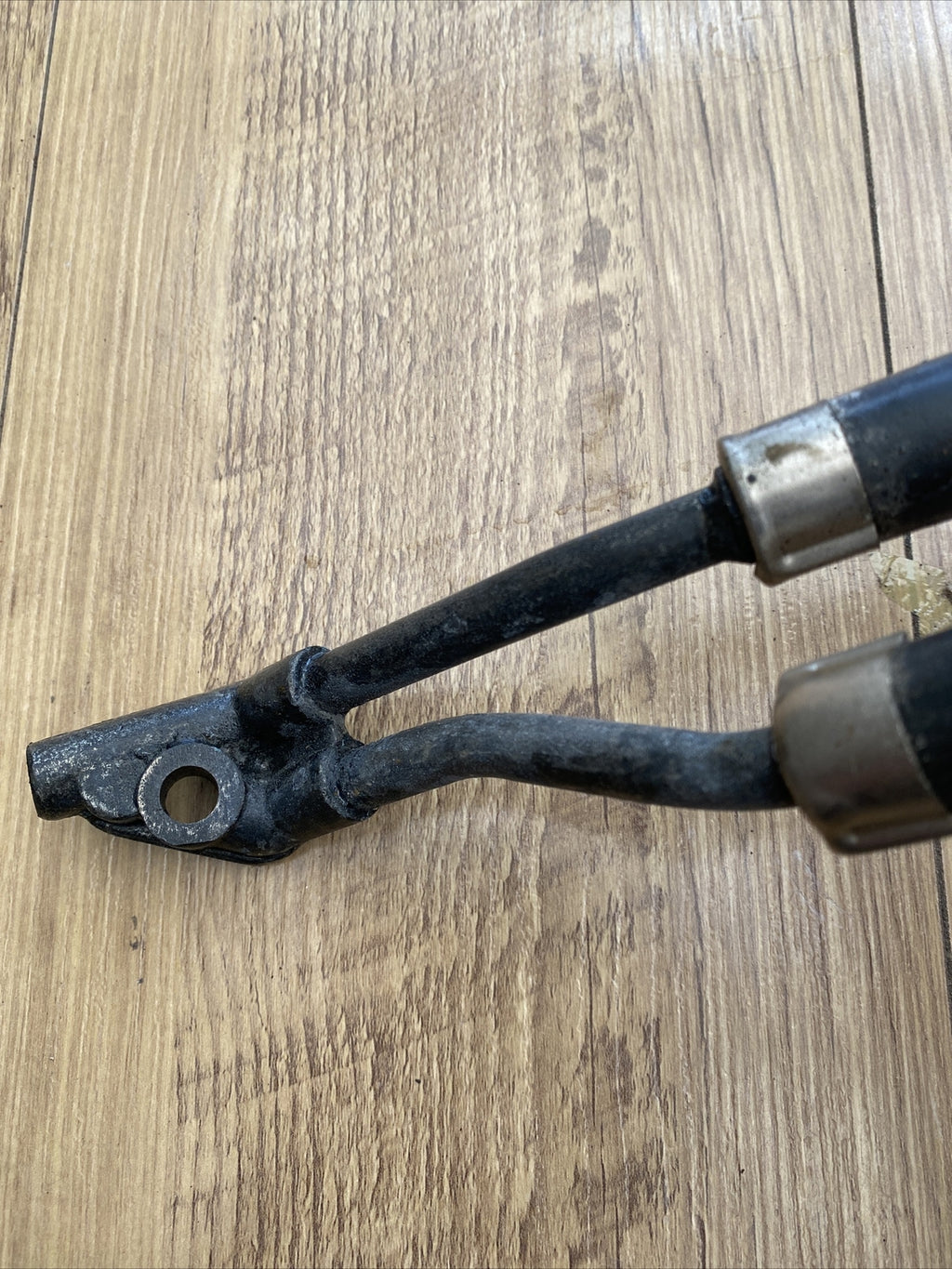 British Motorcycle bike twin oil pipe junction and pipes