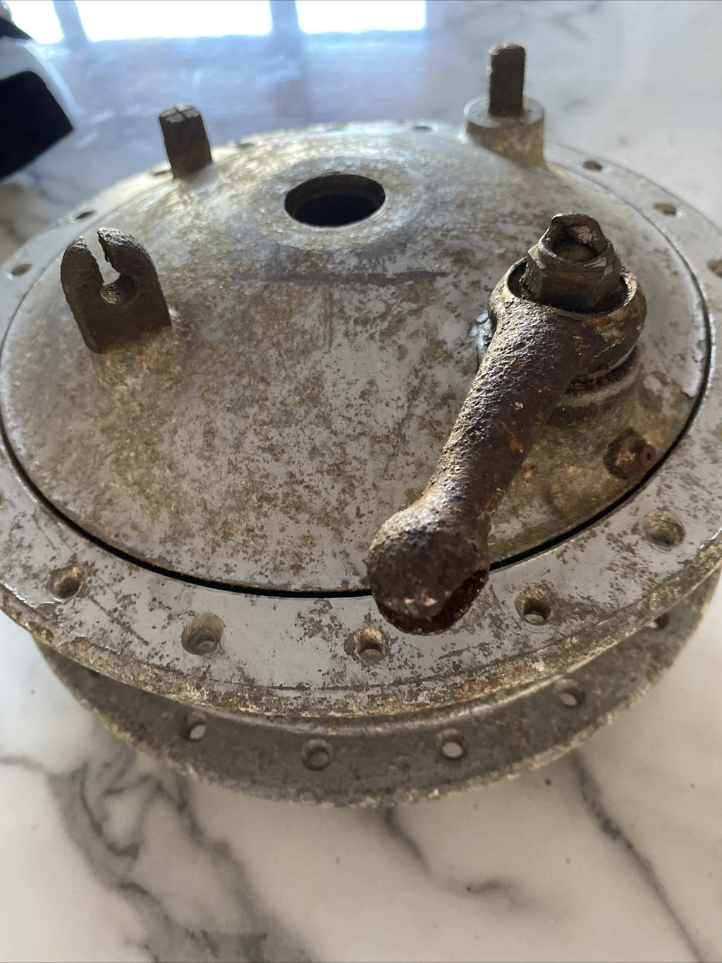 Ariel BSA swinging arm type full width alloy front hub with brake plate and shoe