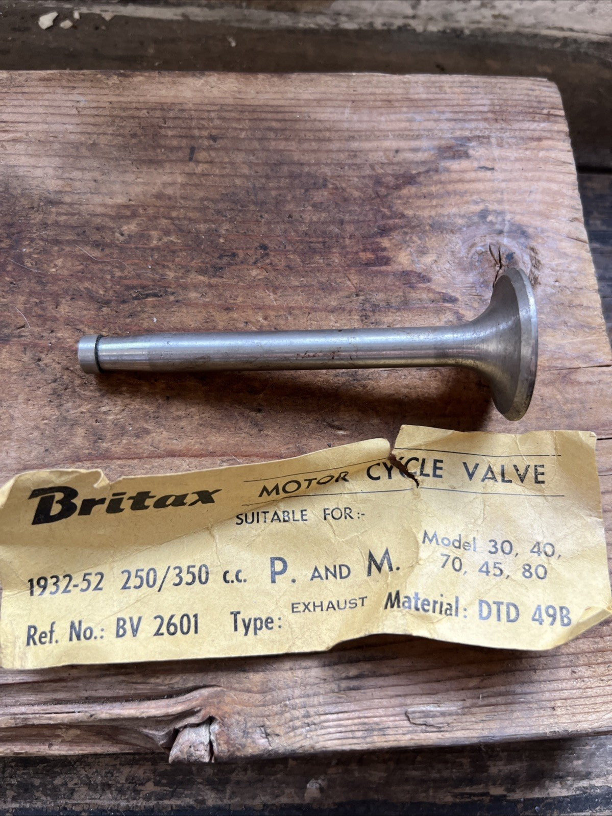 Panther 250/350cc P&M Model 30,40,70,45,80 1932-52 Exhaust Valve NOS