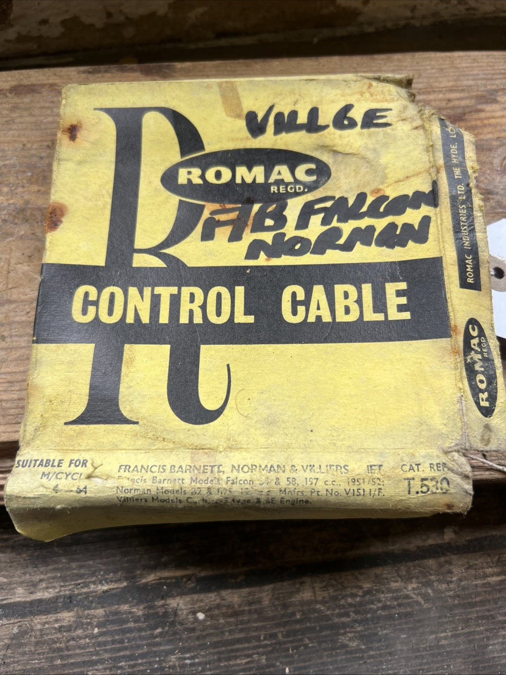 Romac Cable T.530 Francis Barnett Falcon Etc Norman, Villiers 6E NOS