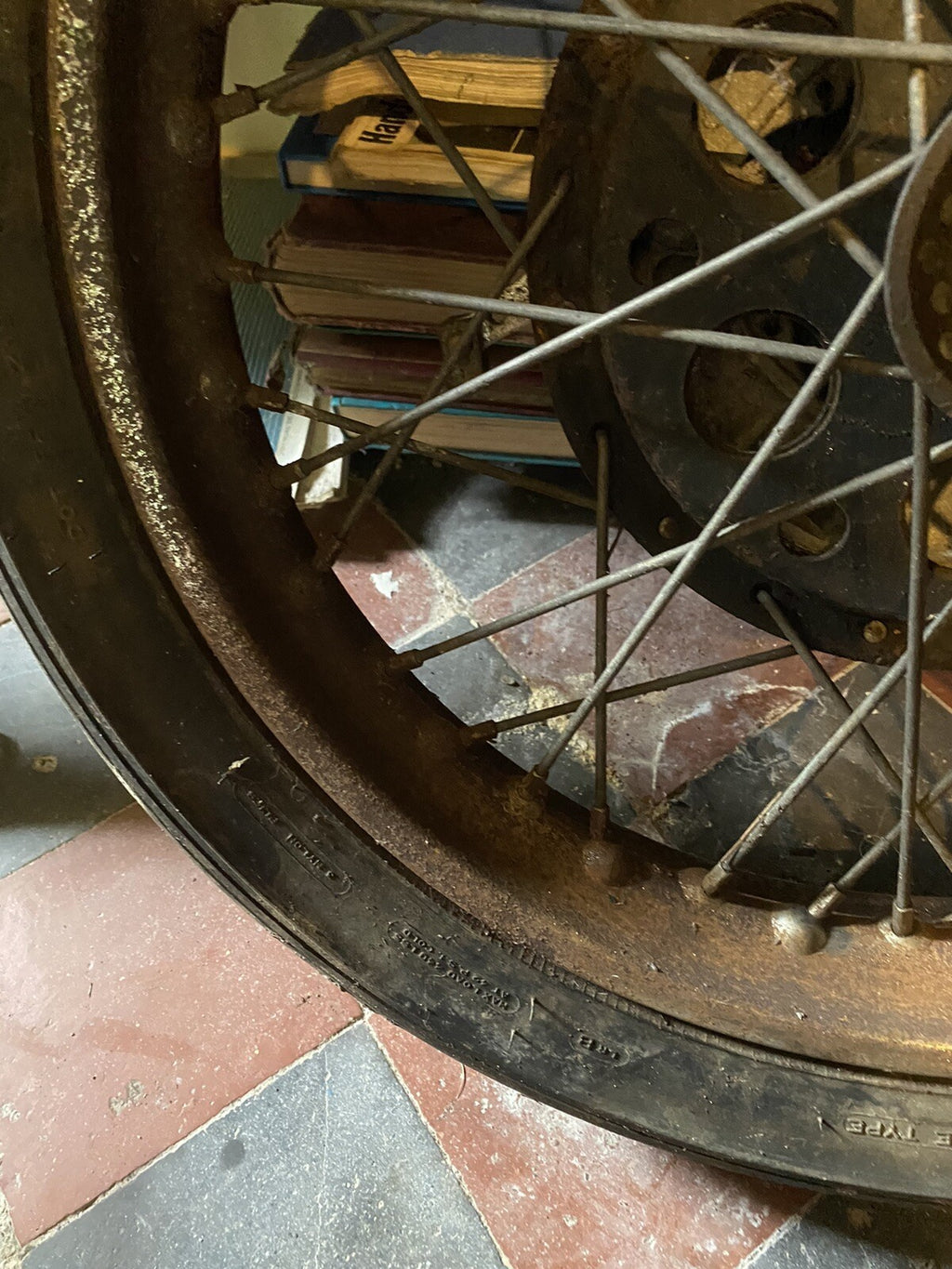 Vintage Motorcycle Goldstar finned front wheel with brake