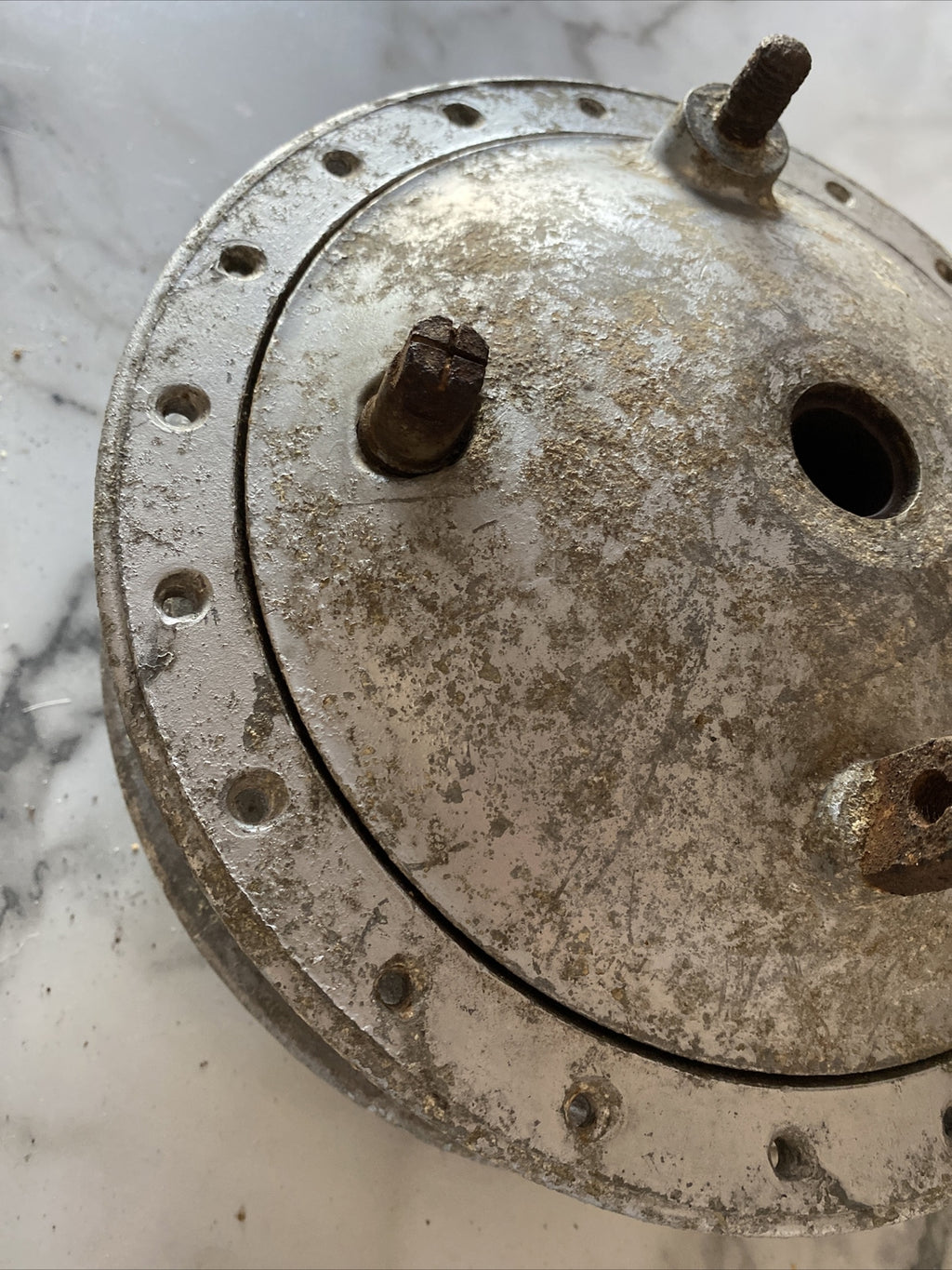 Ariel BSA swinging arm type full width alloy front hub with brake plate and shoe